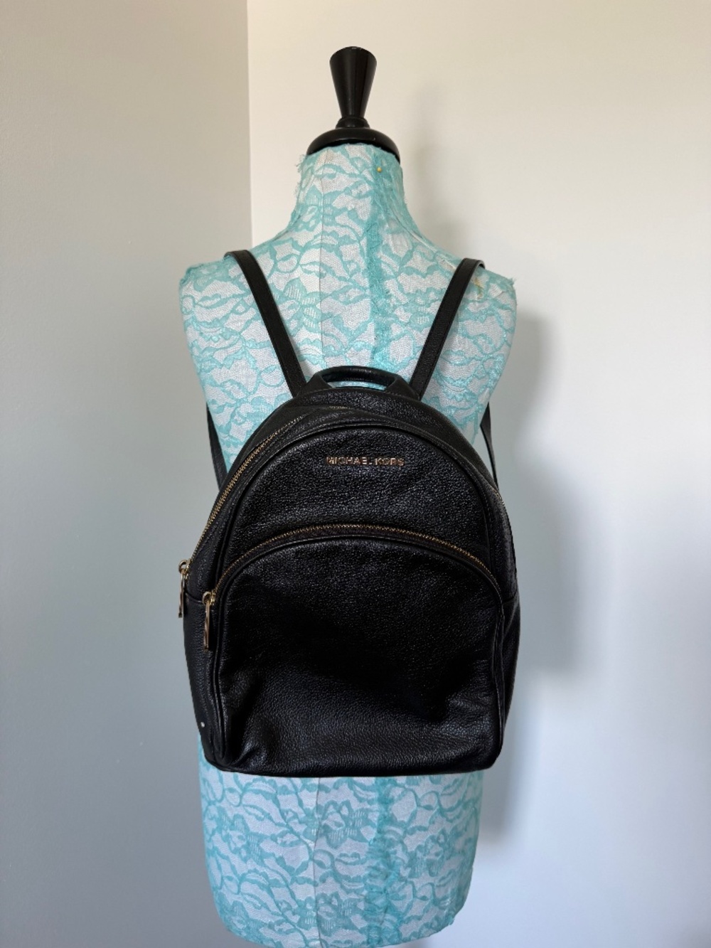 Michael Kors Black Mini Leather Backpack